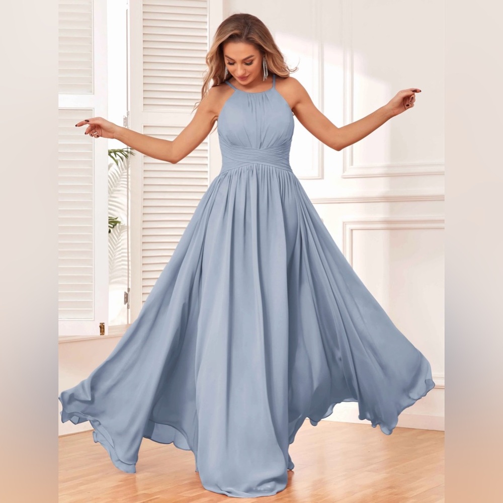 Loyeloy Halter Sleeveless Floor Length Chiffon Dress